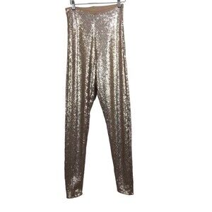 Commando High Waist Sliming Technology Sequin Leggings Champagne Blush Gold L